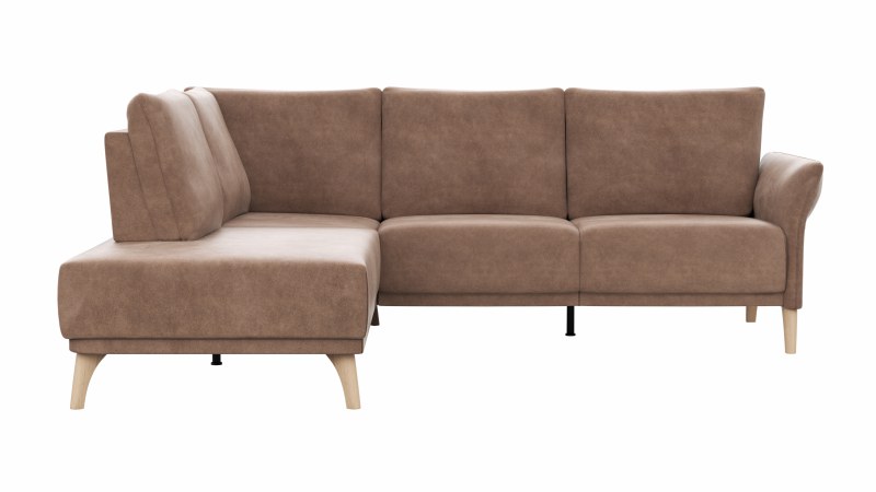 Ecksofa Rosario - Ecke mit 2-Sitzer rechts, Stoff, Cognac
