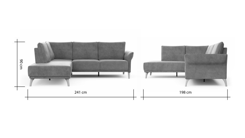 Ecksofa Rosario - Ecke mit 2-Sitzer rechts, Stoff, Cognac
