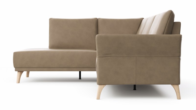 Ecksofa Rosario - 2-Sitzer mit Ecke rechts, Leder, Rauchbraun