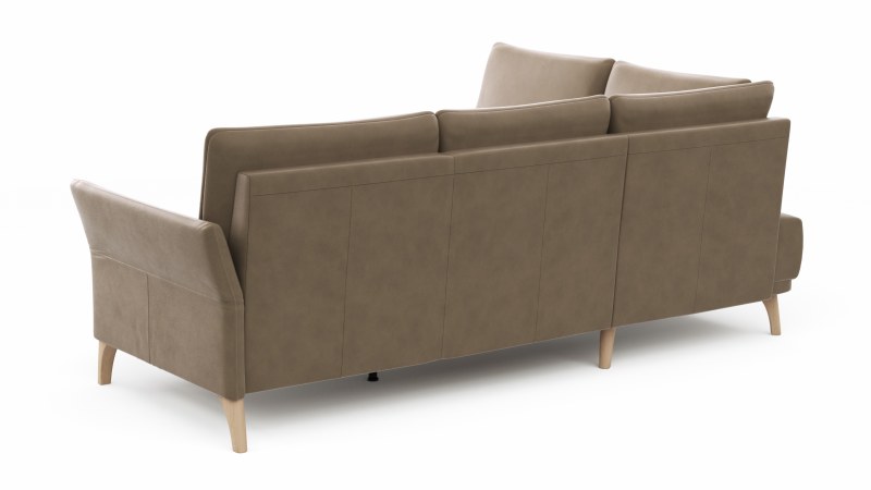 Ecksofa Rosario - 2-Sitzer mit Ecke rechts, Leder, Rauchbraun