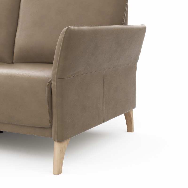 Ecksofa Rosario - 2-Sitzer mit Ecke rechts, Leder, Rauchbraun