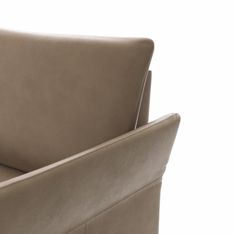 Ecksofa Rosario - 2-Sitzer mit Ecke rechts, Leder, Rauchbraun