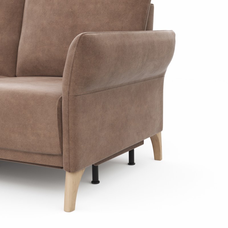 Ecksofa Rosario - Ecke mit 2-Sitzer rechts inkl. Relaxfunktion (motorisch), Sitzvorzug und Armlehne klappbar, Stoff, Cognac