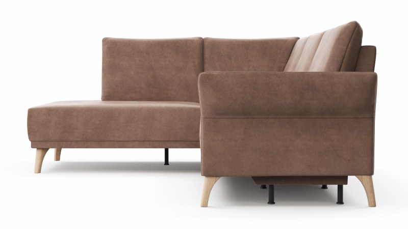 Ecksofa Rosario - Ecke mit 2-Sitzer rechts inkl. Relaxfunktion (motorisch), Sitzvorzug und Armlehne klappbar, Stoff, Cognac