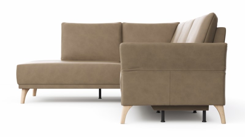 Ecksofa Rosario - Ecke mit 2-Sitzer rechts inkl. Relaxfunktion (motorisch), Sitzvorzug und Armlehne klappbar, Leder, Rauchbraun