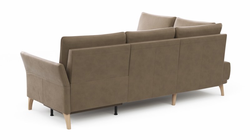 Ecksofa Rosario - Ecke mit 2-Sitzer rechts inkl. Relaxfunktion (motorisch), Sitzvorzug und Armlehne klappbar, Leder, Rauchbraun