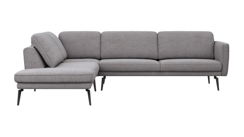 Ecksofa Estrela - Ecke links mit 2,5-Sitzer inkl. Rücken-/Armlehne/Sitztiefe verstellbar, Stoff, Grau