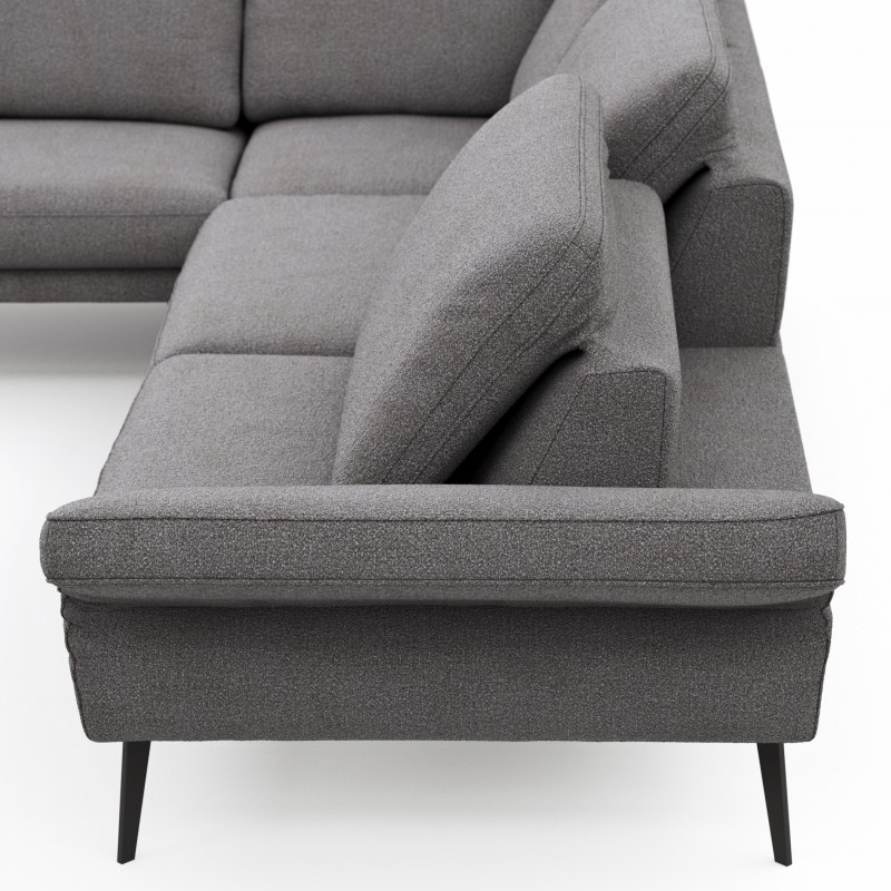 Ecksofa Estrela - Ecke links mit 2,5-Sitzer inkl. Rücken-/Armlehne/Sitztiefe verstellbar, Stoff, Grau