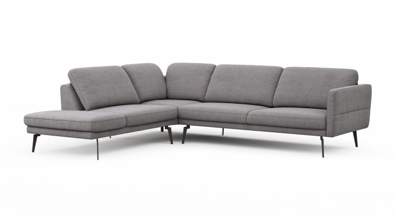 Ecksofa Estrela - Ecke links mit 2,5-Sitzer inkl. Rücken-/Armlehne/Sitztiefe verstellbar, Stoff, Grau