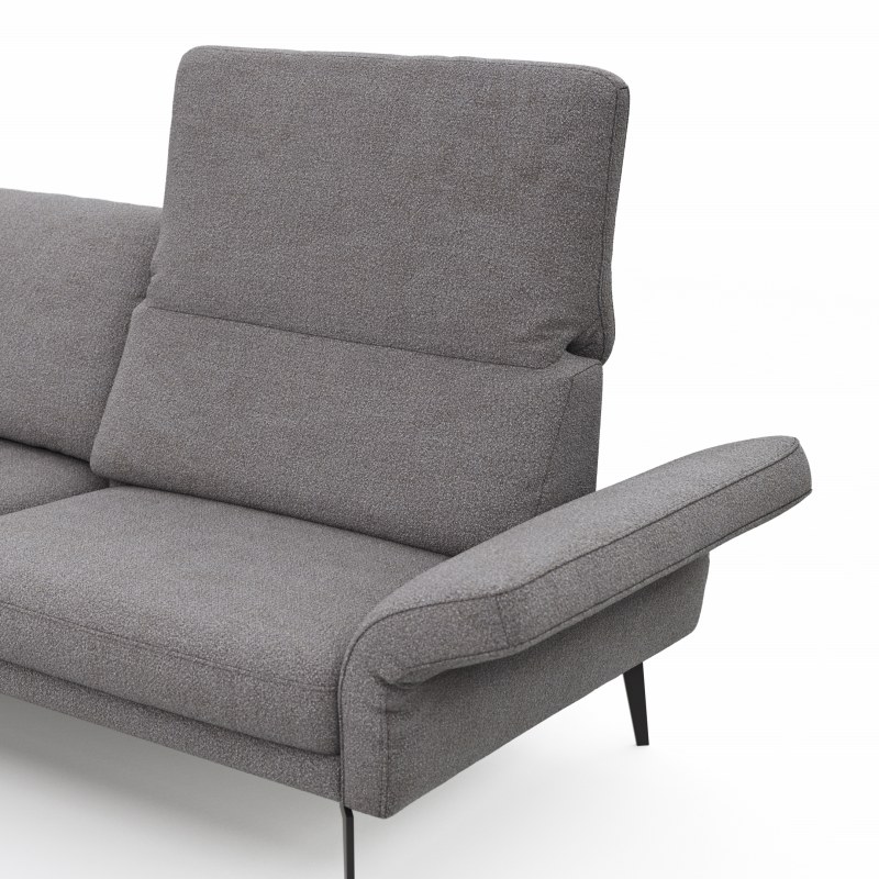 Ecksofa Estrela - Ecke links mit 2,5-Sitzer inkl. Rücken-/Armlehne/Sitztiefe verstellbar, Stoff, Grau