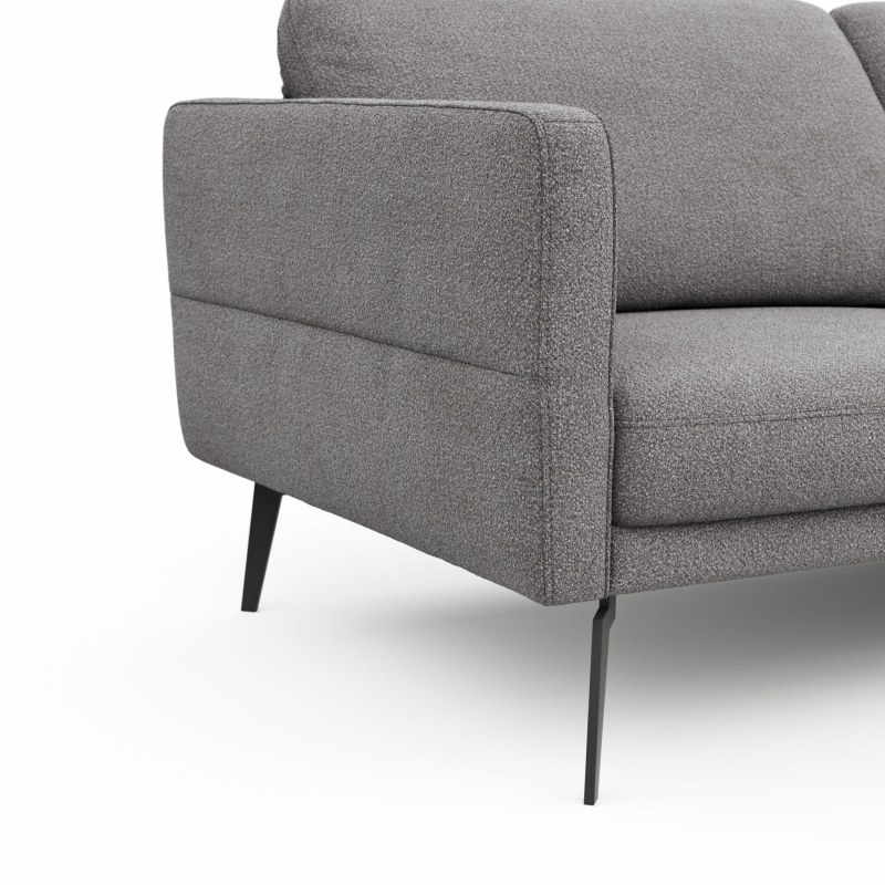 Ecksofa Estrela - 2,5-Sitzer mit Ecke rechts inkl. Rücken-/Armlehne verstellbar, Stoff, Grau