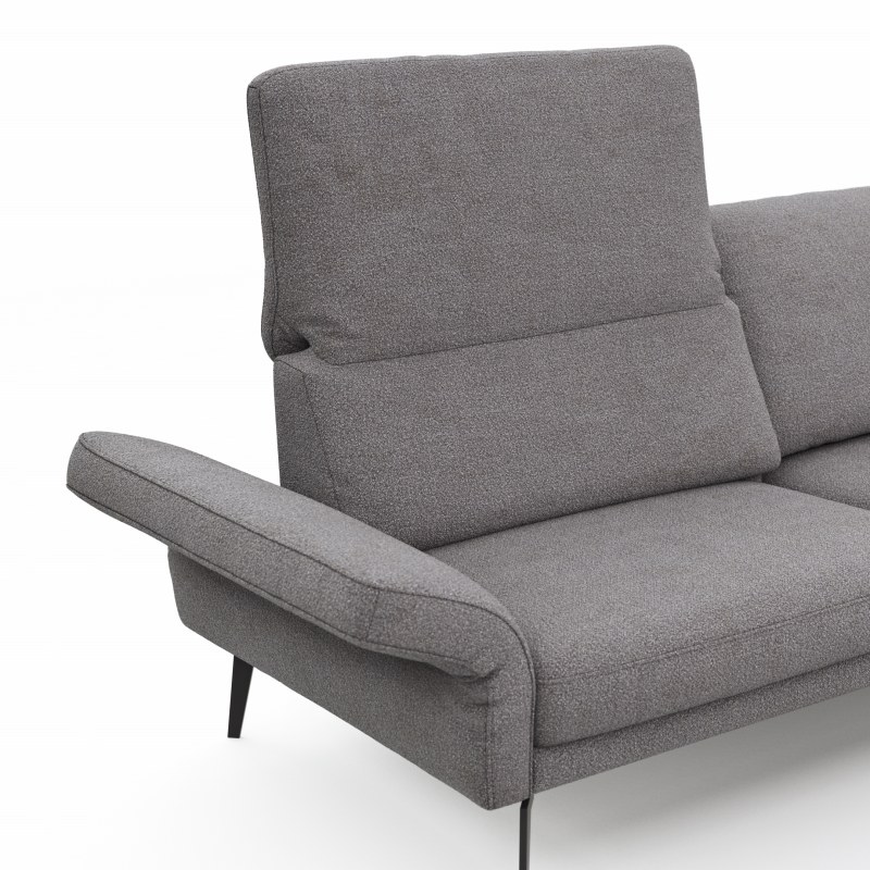 Ecksofa Estrela - 2,5-Sitzer mit Ecke rechts inkl. Rücken-/Armlehne verstellbar, Stoff, Grau