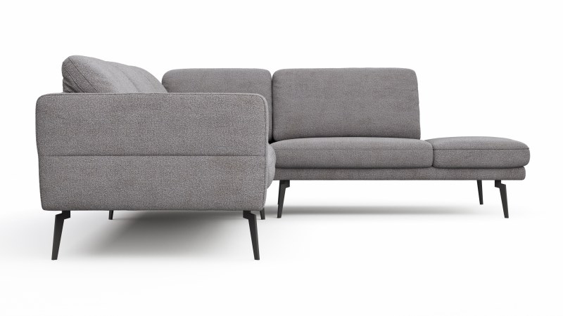 Ecksofa Estrela - 2,5-Sitzer mit Ecke rechts inkl. Rücken-/Armlehne verstellbar, Stoff, Grau