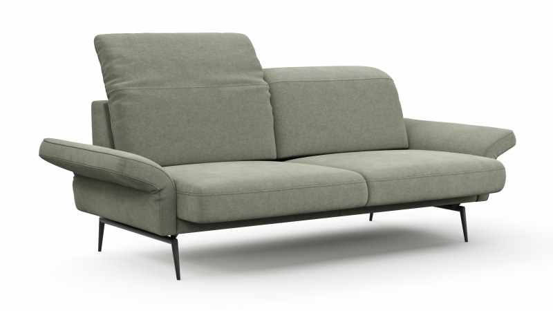 Sofa Estrela 2.0 - 2,5-Sitzer inkl. Kopfteil/Armteil verstellbar und Sitzvorzug motorisch, Stoff, Limone