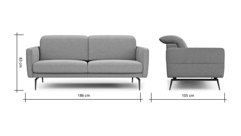 Sofa Estrela 2.0 - 2,5-Sitzer inkl. Kopfteil/Armteil verstellbar und Sitzvorzug motorisch, Stoff, Limone