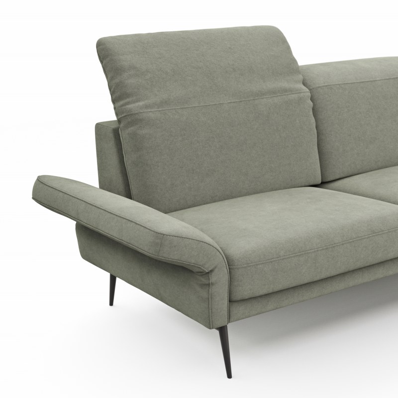 Sofa Estrela 2.0 - 2,5-Sitzer inkl. Kopfteil/Armteil verstellbar und Sitzvorzug motorisch, Stoff, Limone