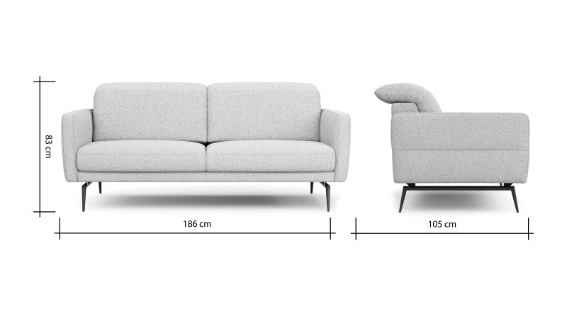 Sofa Estrela 2.0 - 2,5-Sitzer inkl. Kopfteil- und Armteilverstellung, Stoff, Creme