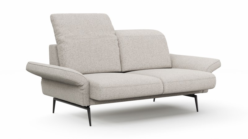 Sofa Estrela 2.0 - 2-Sitzer inkl. Kopfteil-/Armteilverstellung und Sitzvorzug (motorisch), Stoff, Creme