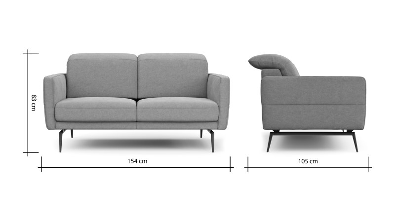 Sofa Estrela 2.0 - 2-Sitzer inkl. Kopfteil-/Armteilverstellung und Sitzvorzug (motorisch), Stoff, Limone