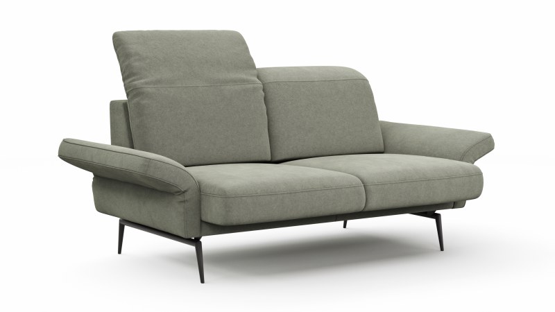 Sofa Estrela 2.0 - 2-Sitzer inkl. Kopfteil-/Armteilverstellung und Sitzvorzug (motorisch), Stoff, Limone