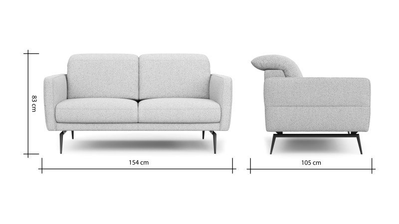 Sofa Estrela 2.0 - 2-Sitzer inkl. Kopfteil- und Armteilverstellung, Stoff, Creme