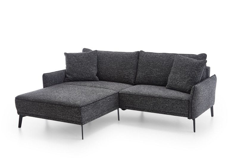 Ecksofa - Longchair links mit 1-Sitzer, Stoff, Grau