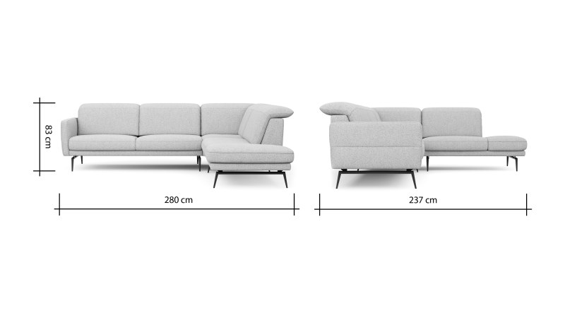 Sofa Estrela 2.0 - 2,5-Sitzer inkl. Kopfteil/Armteil verstellbar und Sitzvorzug motorisch, Stoff, Creme