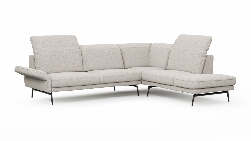 Sofa Estrela 2.0 - 2,5-Sitzer inkl. Kopfteil/Armteil verstellbar und Sitzvorzug motorisch, Stoff, Creme
