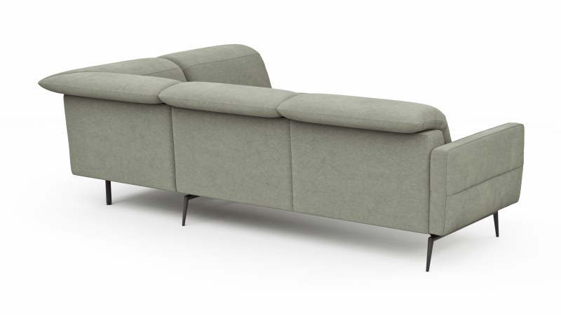 Ecksofa Estrela 2.0 - 2-Sitzer mit Ecke rechts inkl. Kopfteil/Armteil verstellbar und Sitzvo, Stoff, Limone