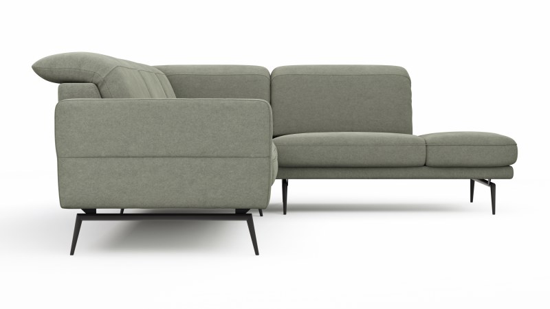 Ecksofa Estrela 2.0 - 2-Sitzer mit Ecke rechts inkl. Kopfteil/Armteil verstellbar und Sitzvo, Stoff, Limone