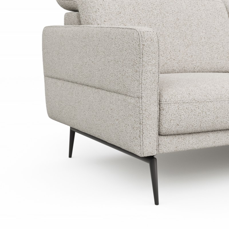 Sofa Estrela 2.0 - 2-Sitzer mit Ecke rechts inkl. Kopfteil/Armteil verstellbar und Sitzvorzug motorisch, Stoff, Creme