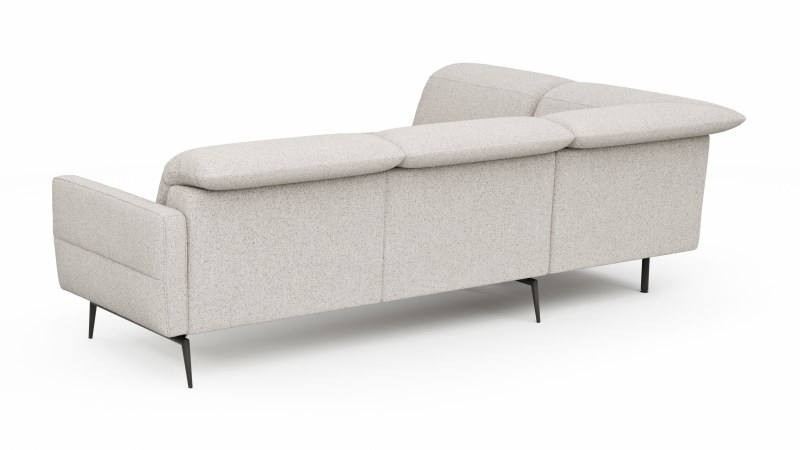 Ecksofa Estrela 2.0 - Ecke mit 2-Sitzer rechts inkl. Kopfteil/Armteil verstellbar, Stoff, Creme