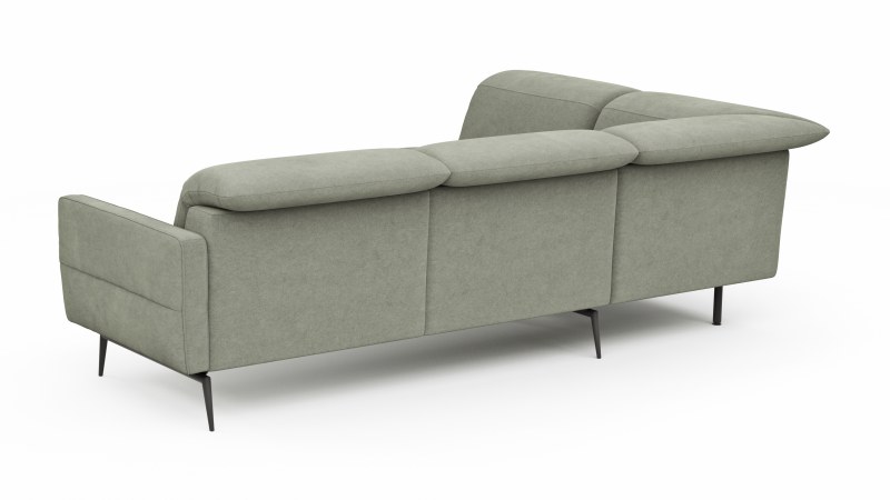 Ecksofa Estrela 2.0 - Ecke mit 2-Sitzer rechts inkl. Kopfteil/Armteil verstellbar, Stoff, Limone