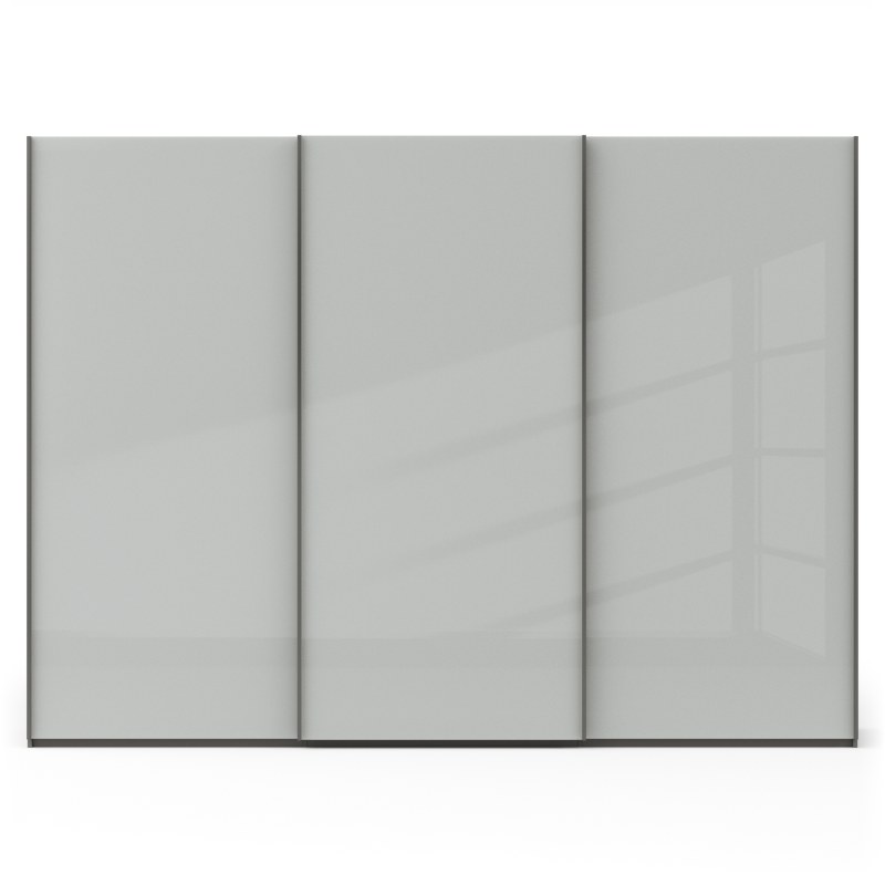 Schwebetürenschrank Marbella - B ca. 300 cm, Glas, Weiß