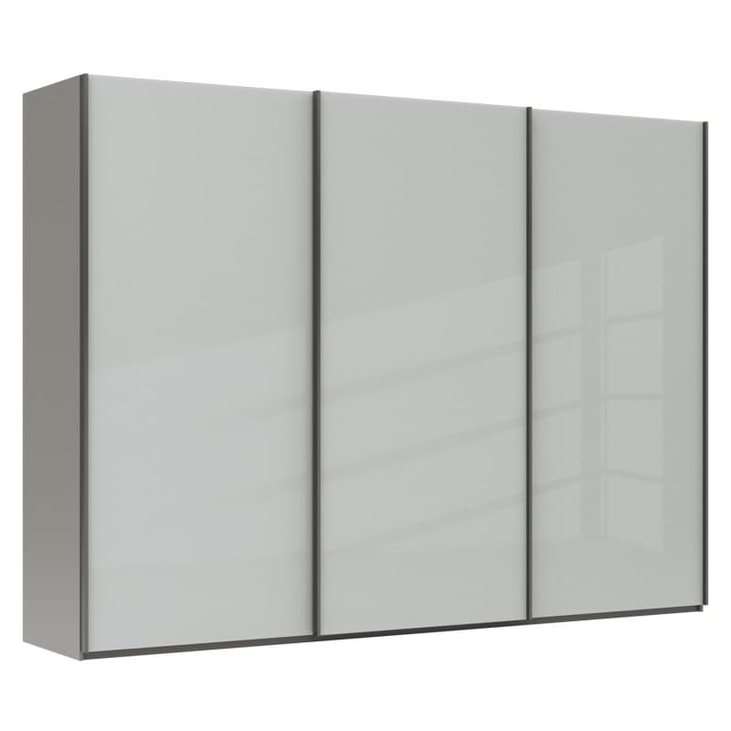 Schwebetürenschrank Marbella - B ca. 300 cm, Glas, Weiß