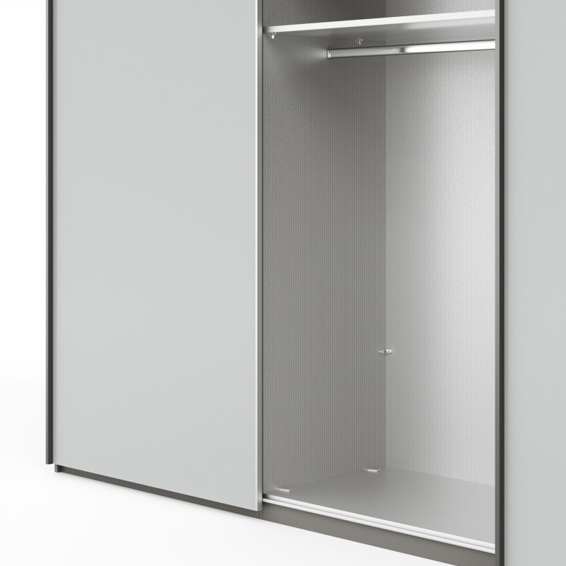 Schwebetürenschrank Marbella - B ca. 300 cm, Glas, Weiß