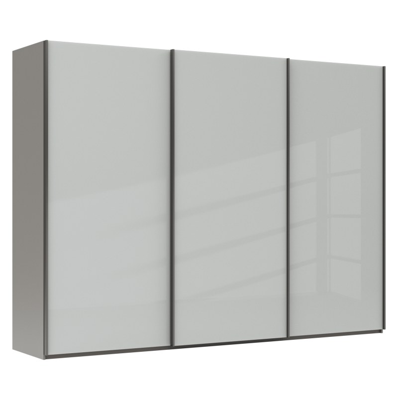 Schwebetürenschrank Marbella - B ca. 300 cm, Glas, Weiß
