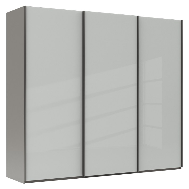 Schwebetürenschrank Marbella - B. ca. 250 cm, Glas, Weiß