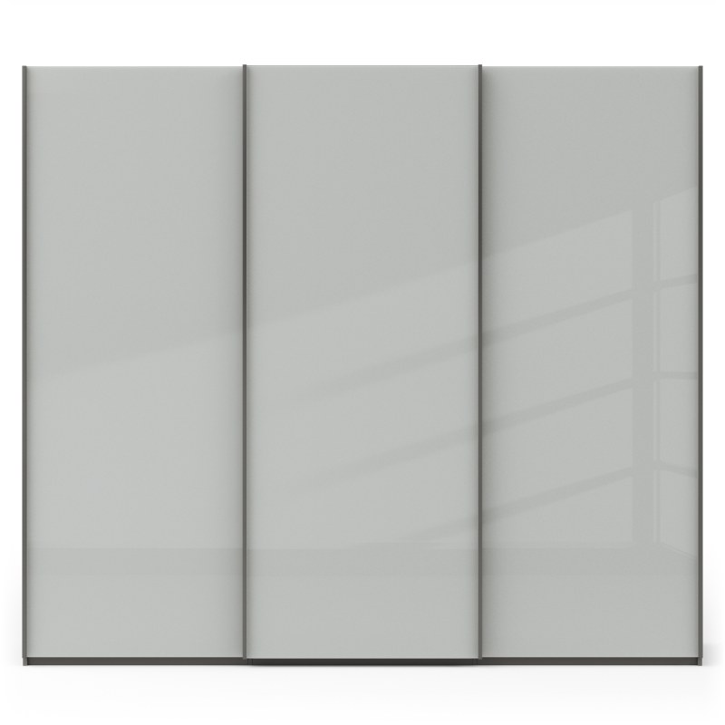 Schwebetürenschrank Marbella - B. ca. 250 cm, Glas, Weiß