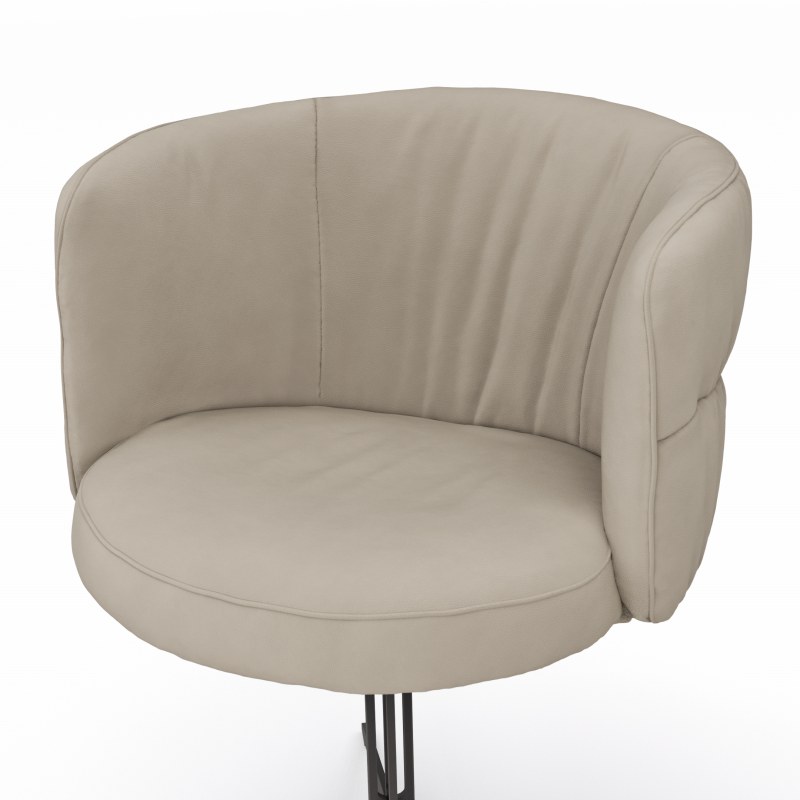Armlehnstuhl Milana - drehbar, Leder, Offwhite
