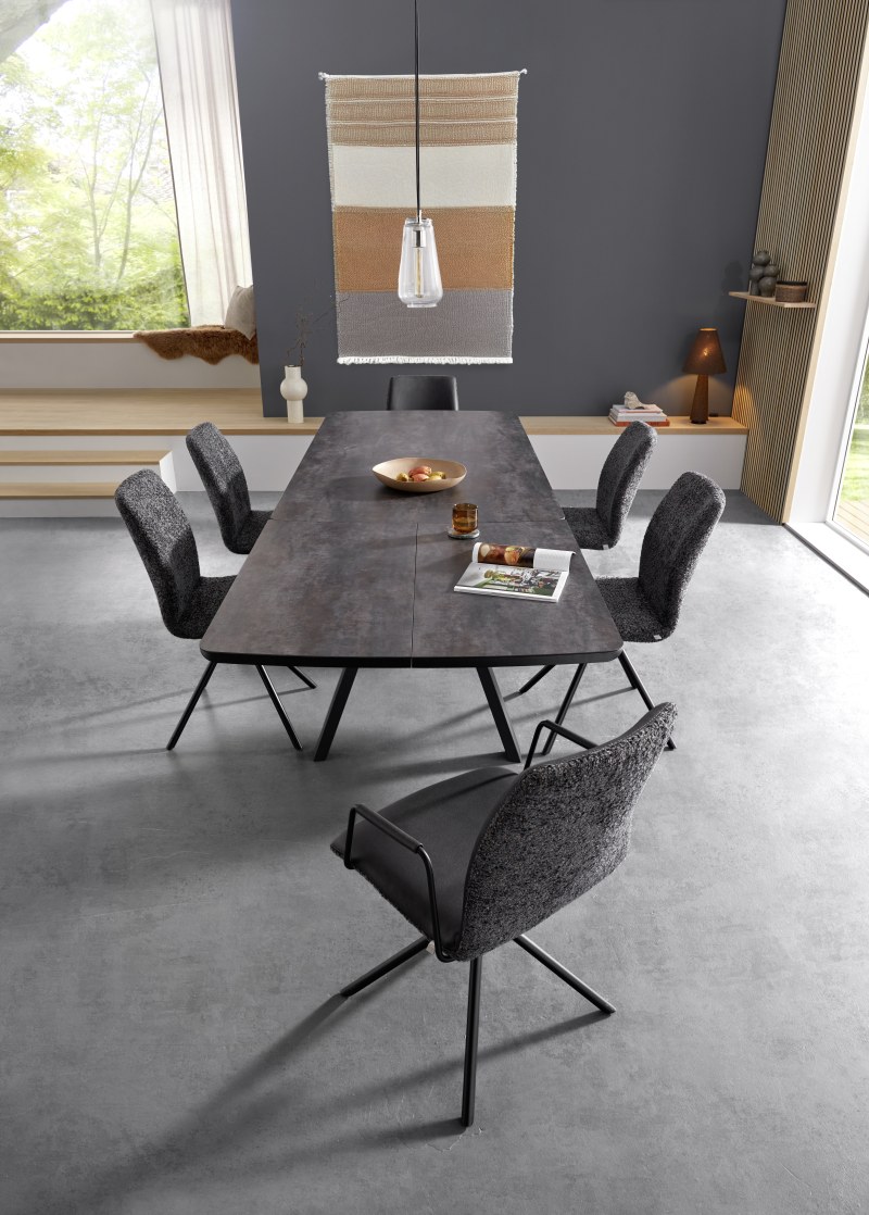 Esstisch Sedana - ausziehbar, LB ca. 200x100cm, Keramik, Schiefergrau