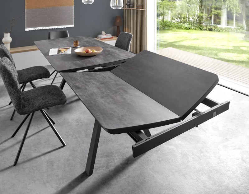 Esstisch Sedana - ausziehbar, LB ca. 200x100cm, Keramik, Schiefergrau