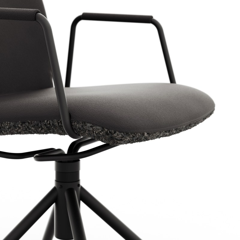Armlehnstuhl Sedana - drehbar, Stoff, Dunkelgrau