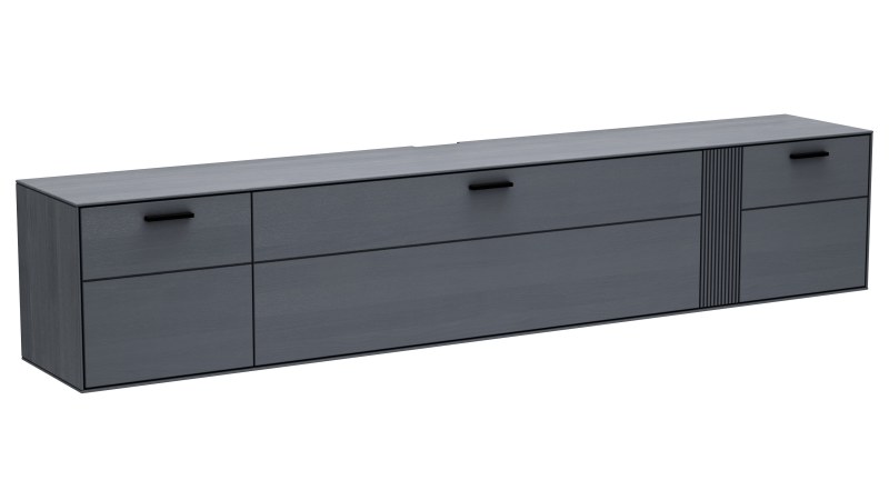 Lowboard Estana - Eiche massiv, Anthrazit