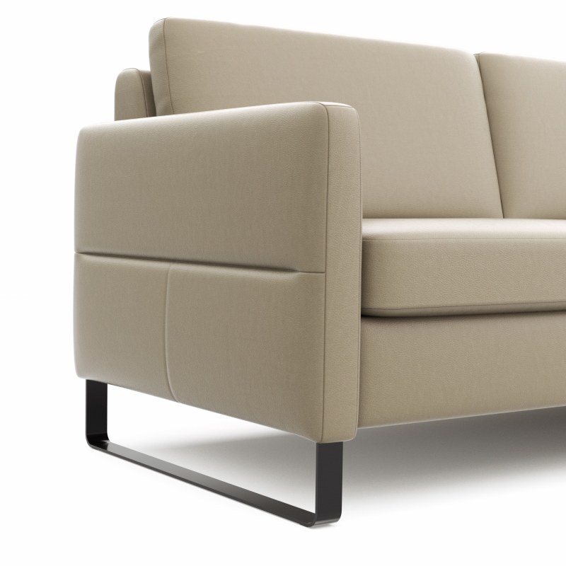 Sofa Arima N - 2-Sitzer inkl. Armlehne klappbar, Leder, Champagner