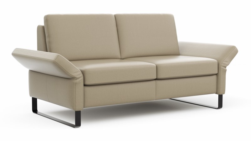 Sofa Arima N - 2-Sitzer inkl. Armlehne klappbar, Leder, Champagner