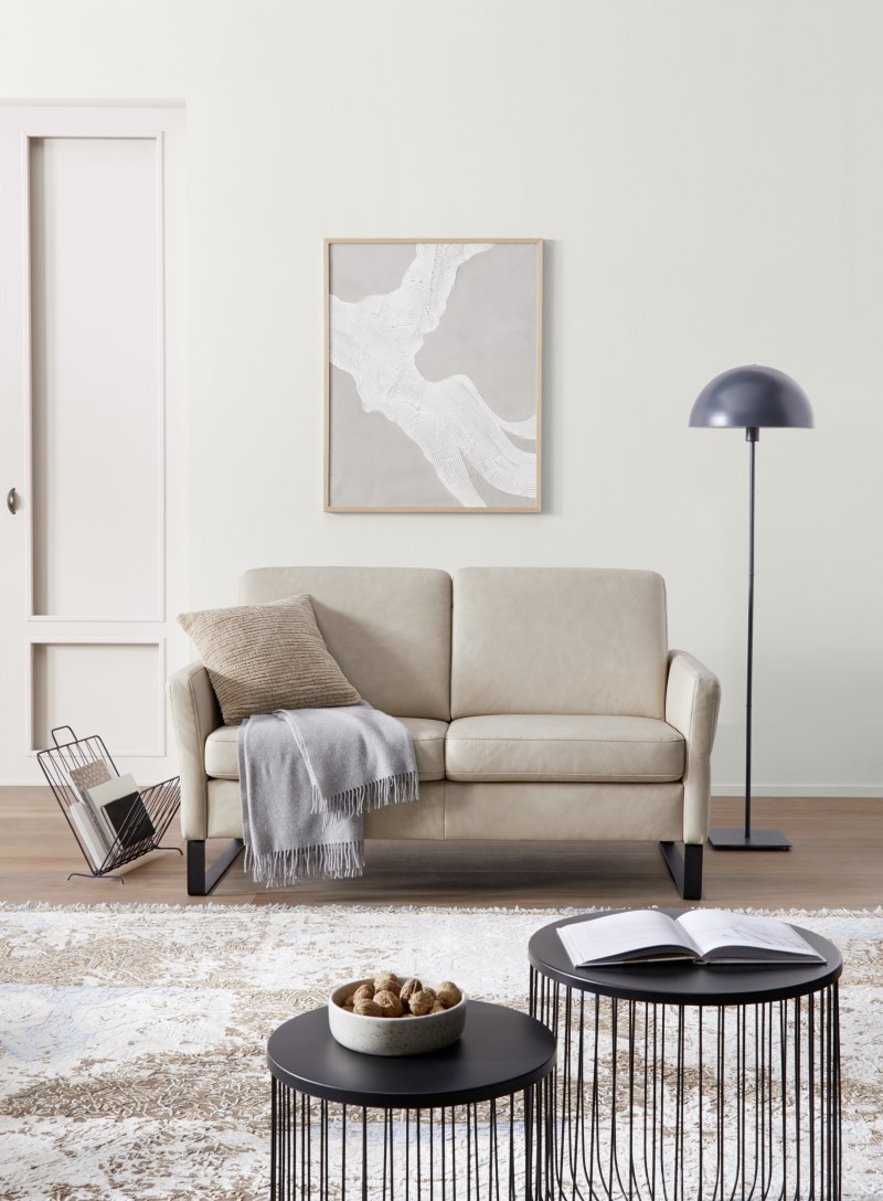 Sofa Arima N - 2-Sitzer inkl. Armlehne klappbar, Leder, Champagner