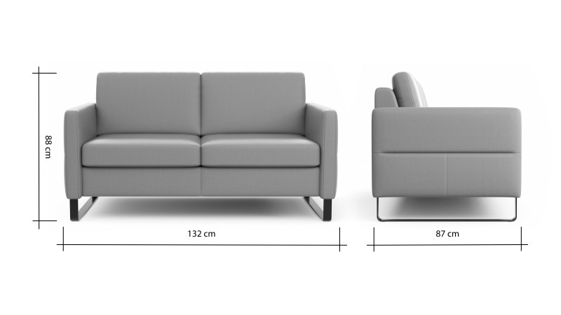 Sofa Arima N - 2-Sitzer inkl. Armlehne klappbar, Leder, Champagner