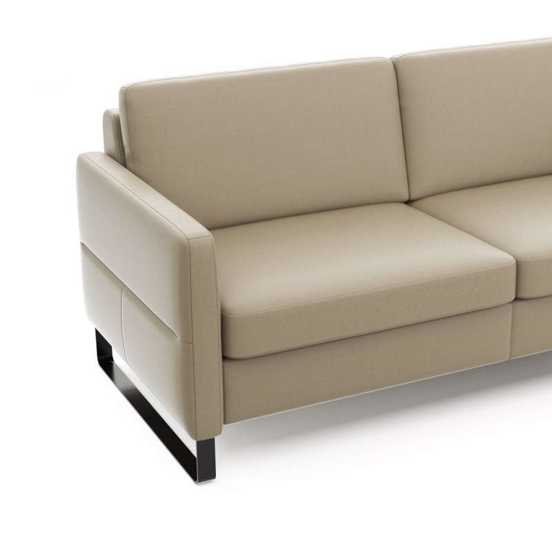 Sofa Arima N - 2,5-Sitzer inkl. Armlehne klappbar, Leder, Champagner