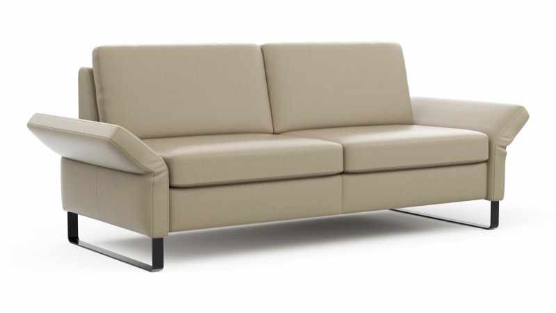 Sofa Arima N - 2,5-Sitzer inkl. Armlehne klappbar, Leder, Champagner